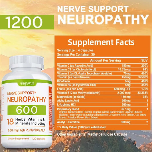 Neuropathy Support Supplement 600mg - Nerve & Energy Support