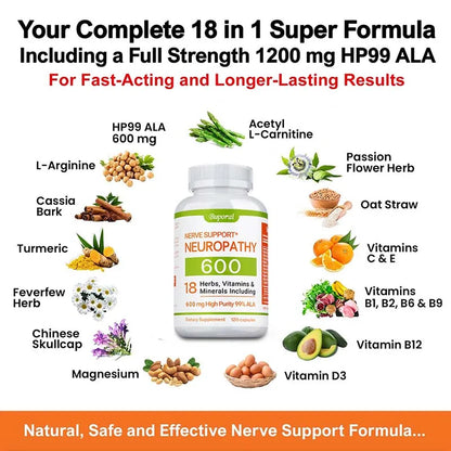 Neuropathy Support Supplement 600mg - Nerve & Energy Support